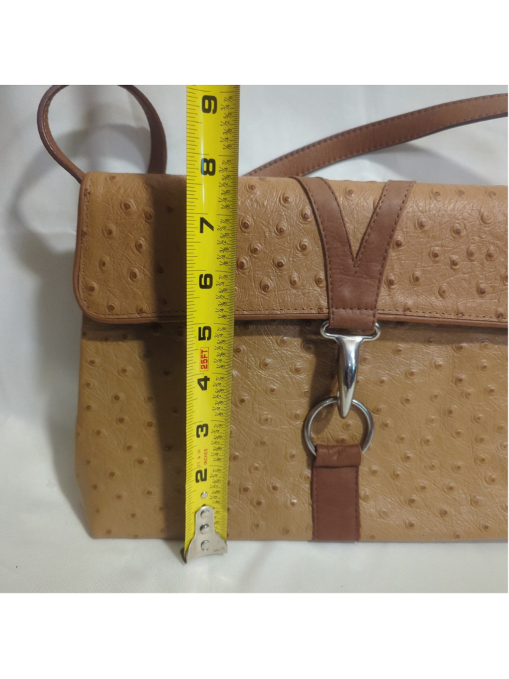 Another Line & Co Brown Ostrich Leather Shoulder Bag - Picture 13 of 14